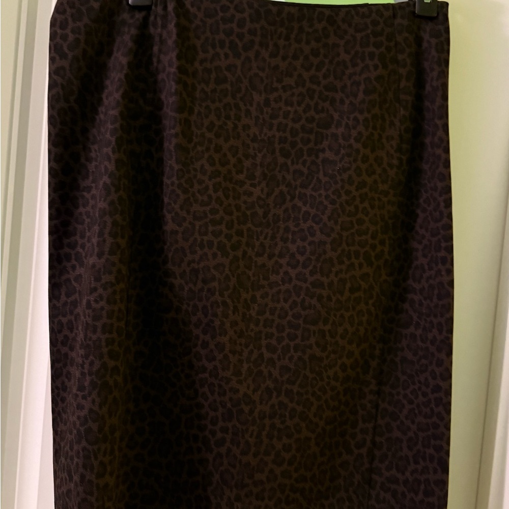 Liverpool Black Leopard Print Pencil Skirt